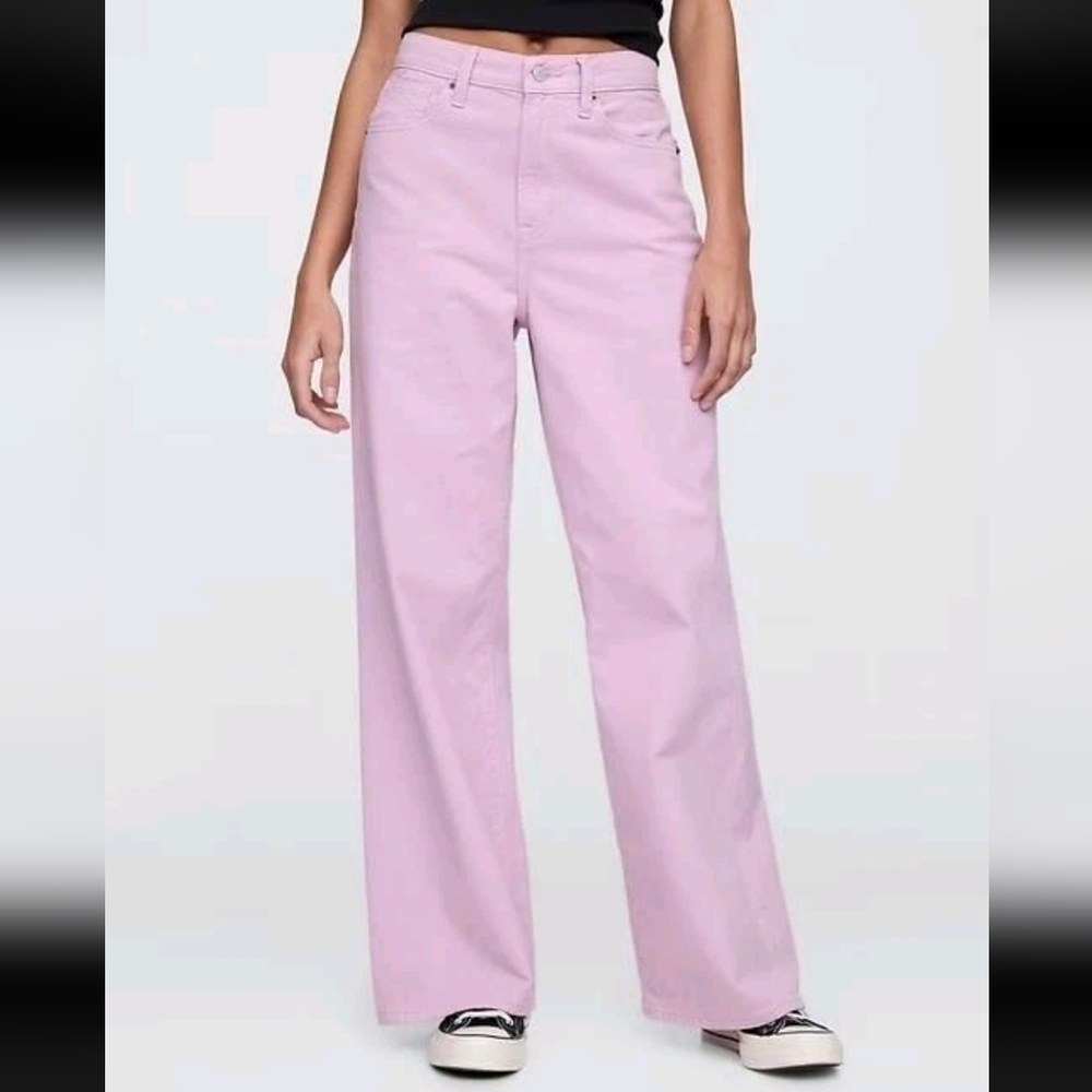 NWT! GAP Factory, High Rise Wide-Leg Jeans, Purple Orchid, 6/28R, MSRP $69.99 - Picture 2 of 5